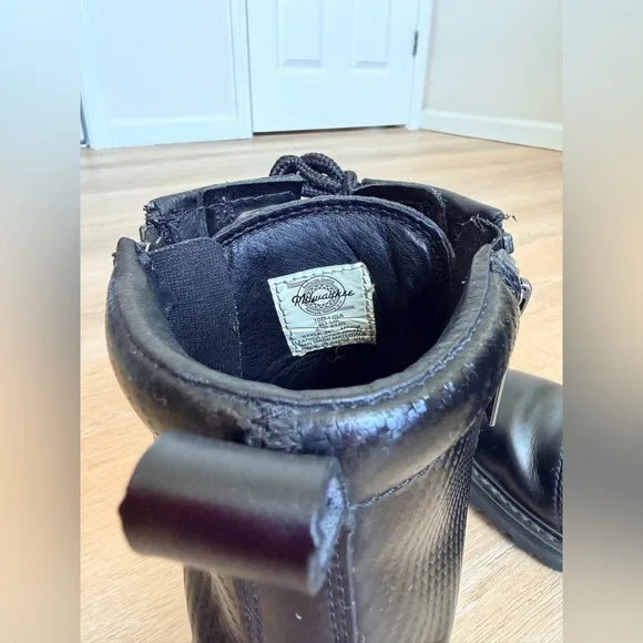 Milwaukee Accelerator Men’s Motorcycle Boots Sz 10 Black Leather Dual Zipper - Picture 4 of 8